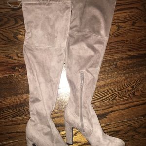 Over the knee suede boots